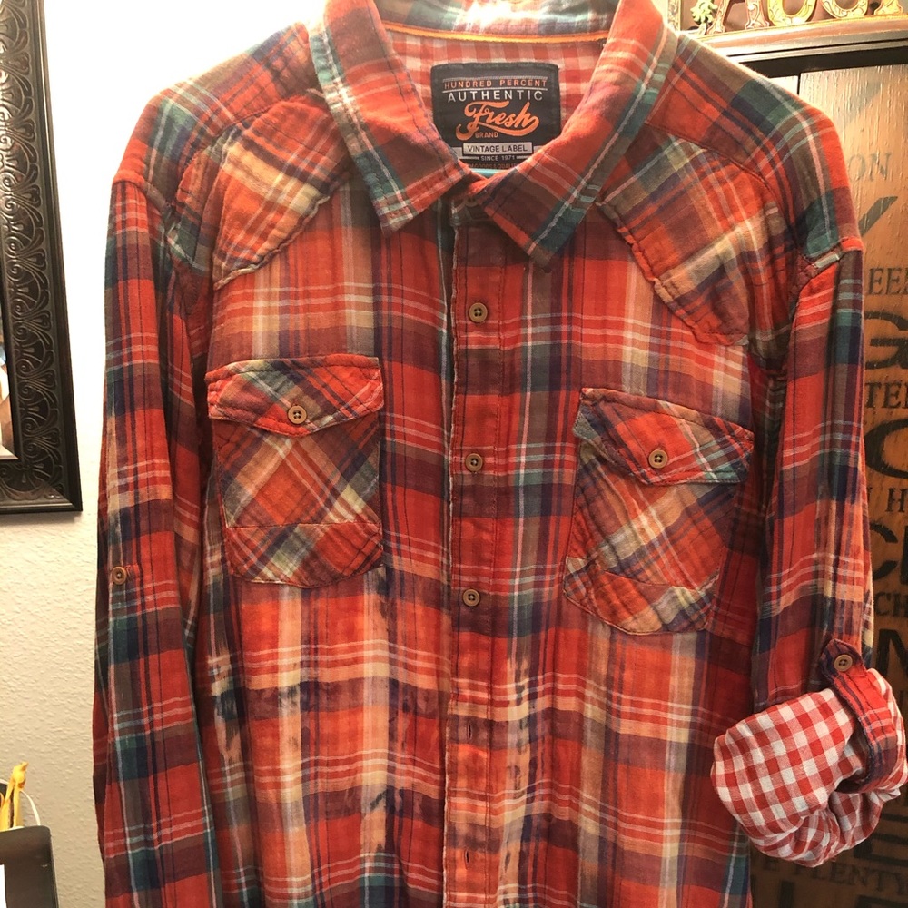 Fresh Brand multi colored plaid shirt